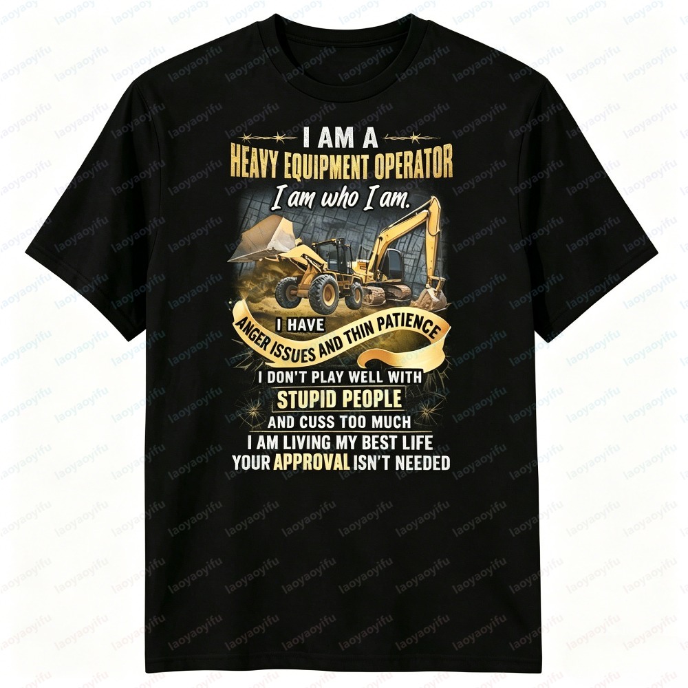 Heavy Equipment Operations - Camiseta Masculina de Verão com Manga