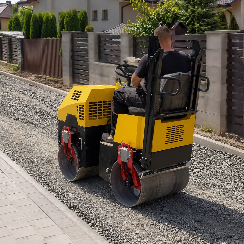 Heavy Equipment In Construction - Rolo Compactador Vibratório de Tambor Duplo