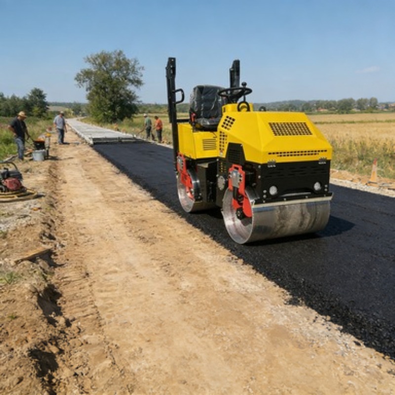 Heavy Equipment In Construction - Rolo Compactador Vibratório de Tambor Único