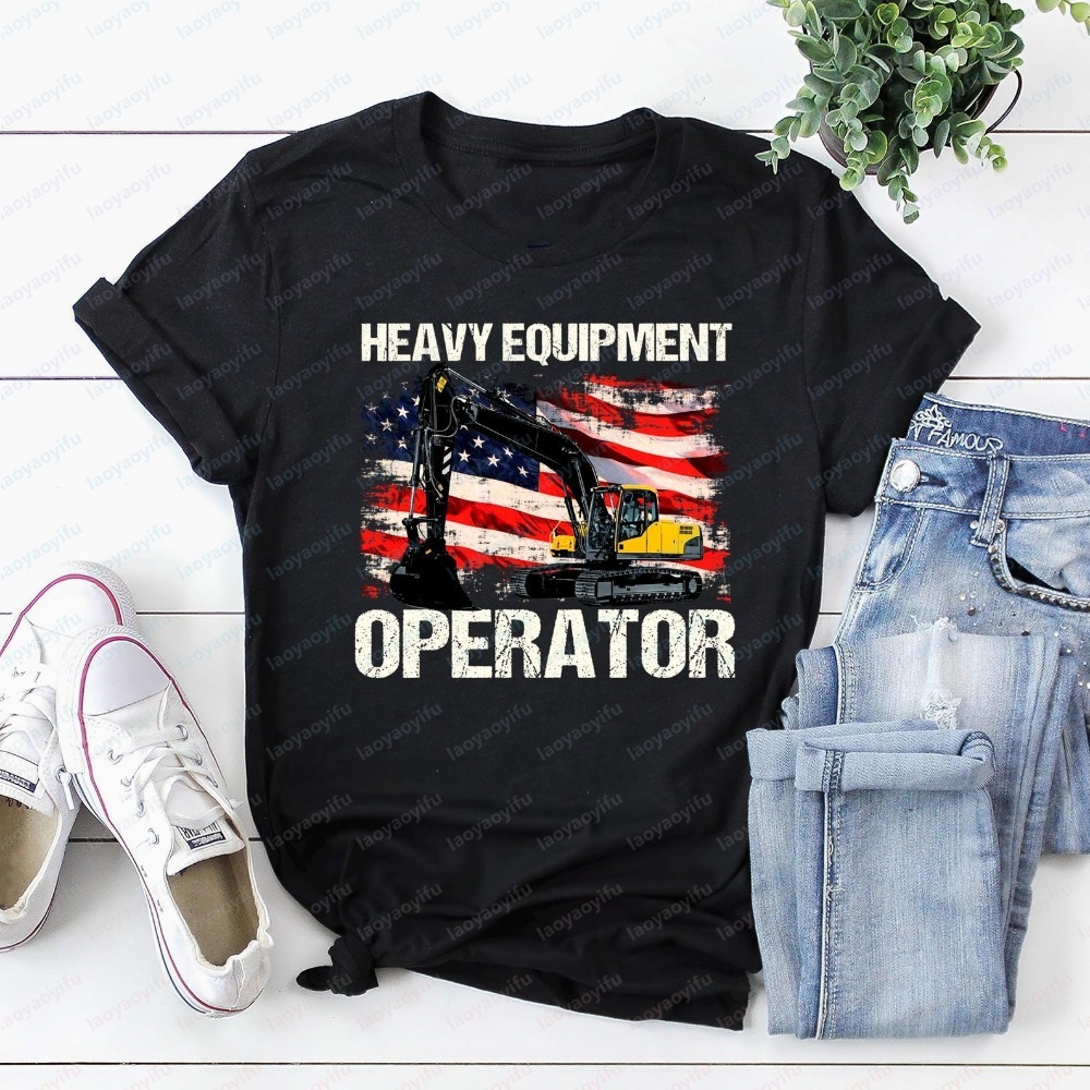Heavy Equipment Operations - Camiseta Masculina de Verão Manga Curta